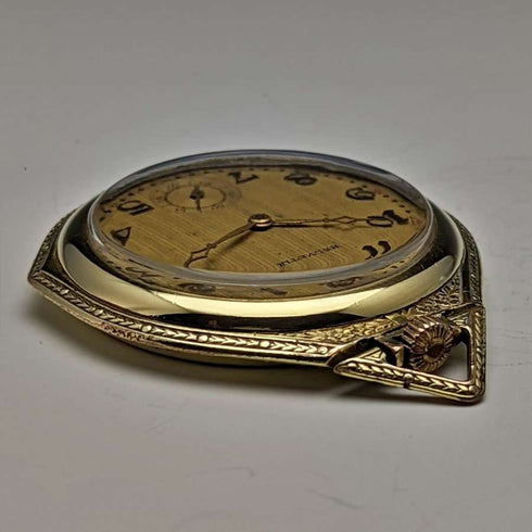 Vintage Swiss HELVETIA gold-plated case pocket watch works well