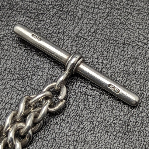 1887年頃 英国アンティーク 純銀製 アルバートチェーン 49g 純銀メダルフォブ