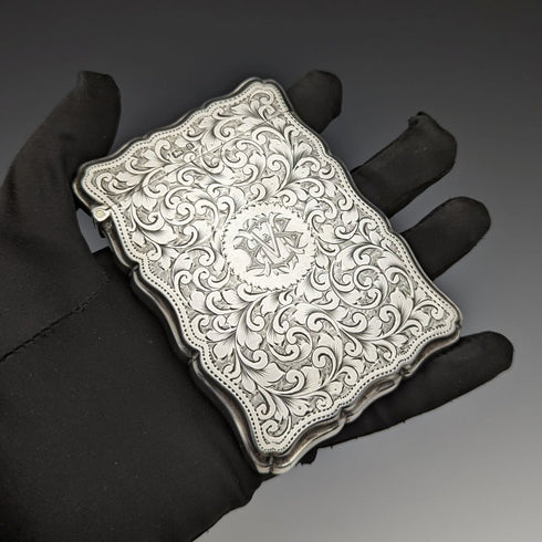 1900 年英國古董純銀厚卡夾 106 克