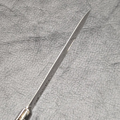 1902 British Antique White Pearl Carved Handle Pure Silver Blade Folding Pen Knife