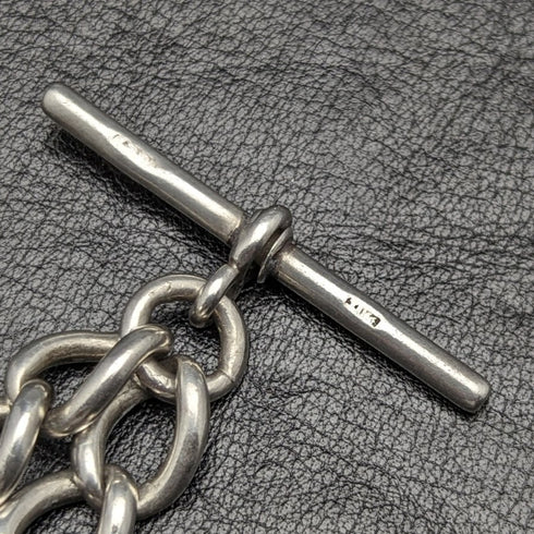 Around 1900 British Antique Sterling Silver Albert Chain 52g Sterling Silver Medal Fob