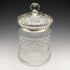 1928 British vintage cut glass biscuit barrel pure silver decoration 831g