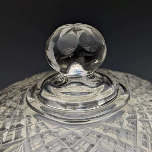 1928 British vintage cut glass biscuit barrel pure silver decoration 831g