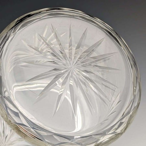 1928 British vintage cut glass biscuit barrel pure silver decoration 831g