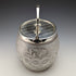 British vintage cut glass biscuit barrel silver plate lid 803g