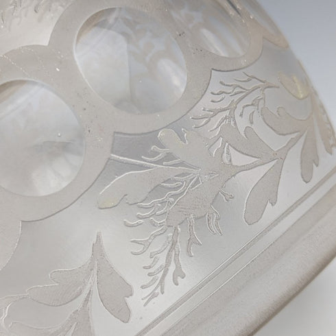 British vintage cut glass biscuit barrel silver plate lid 803g