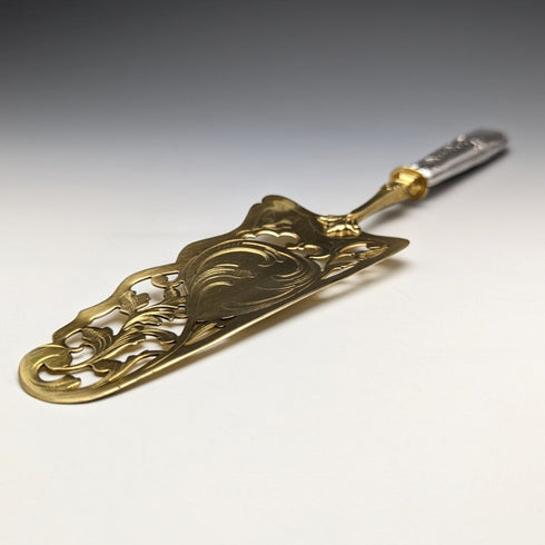 French antique pure silver handle cake server