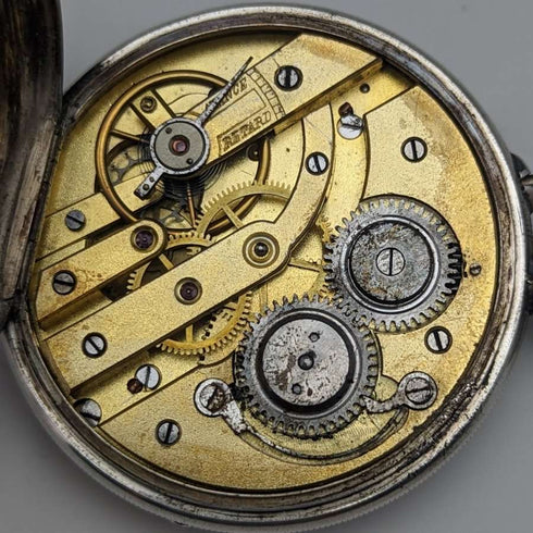 Around 1900 Antique TISSOT pocket watch Silver side case Cylinder escapement Works well