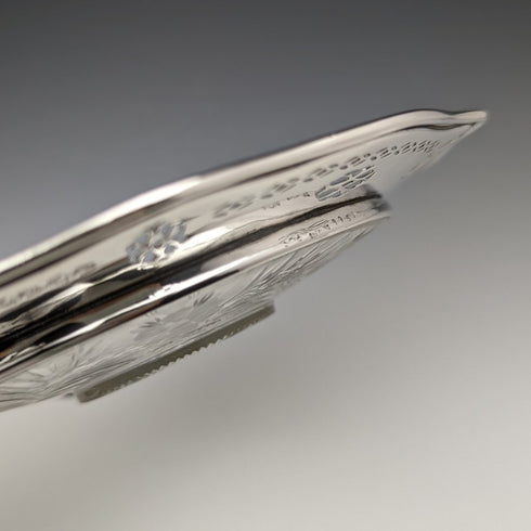 US vintage sterling silver rim decorated cut glass plate diameter 19cm