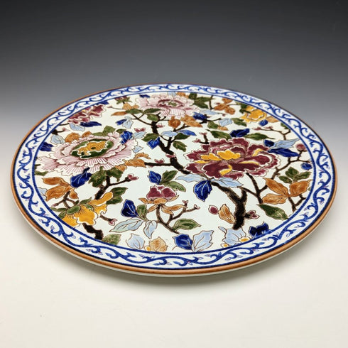 1960s French Vintage GIEN Pottery Floral Design Platter Diameter 31cm