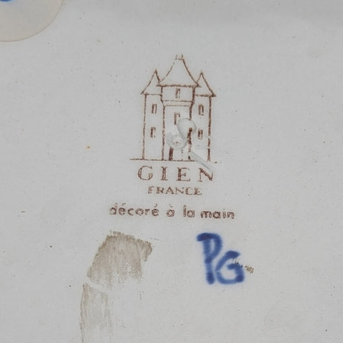 1960s French Vintage GIEN Pottery Floral Design Platter Diameter 31cm