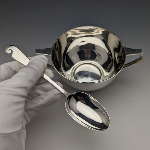 1909年 英国アンティーク 純銀製 ボウル&スプーンセット BOX入り