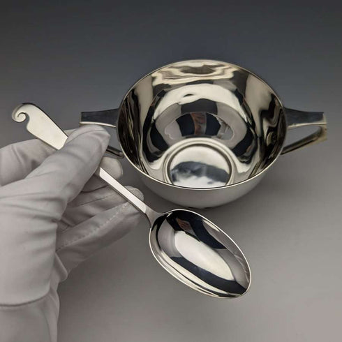 1909 British Antique Sterling Silver Bowl & Spoon Set in BOX