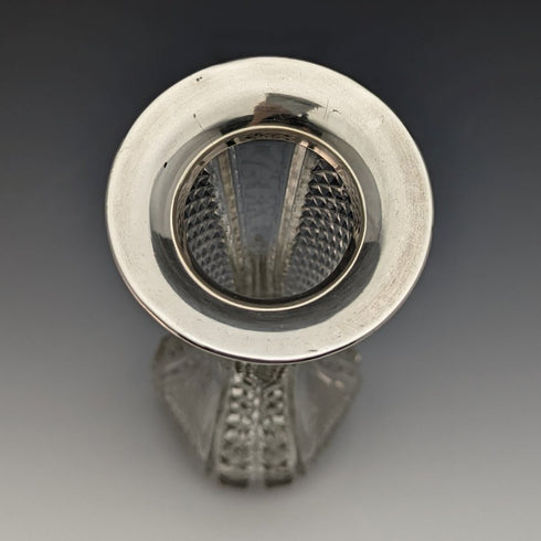 1915 年英國仿古切割玻璃大花瓶,純銀裝飾 Walker&Hall