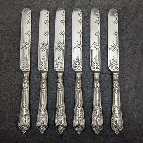 Around 1879 British Antique Sterling Silver Handle Cutlery Set in Wooden Box