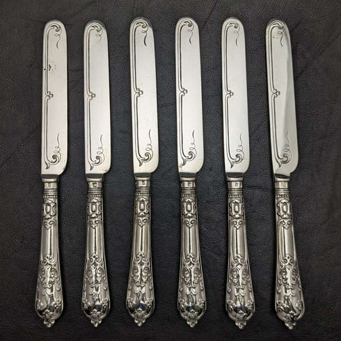 Around 1879 British Antique Sterling Silver Handle Cutlery Set in Wooden Box