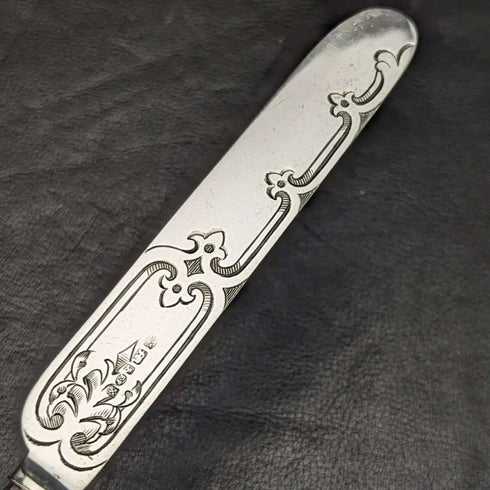 Around 1879 British Antique Sterling Silver Handle Cutlery Set in Wooden Box