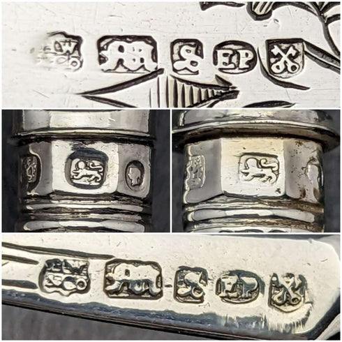 Around 1879 British Antique Sterling Silver Handle Cutlery Set in Wooden Box
