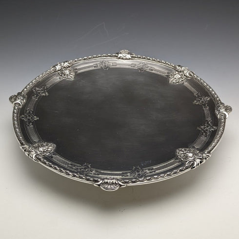 1935年 英国ヴィンテージ 純銀製 コンポート/タッツァ 直径24cm 668g Barnard