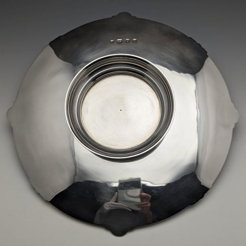 1935年 英国ヴィンテージ 純銀製 コンポート/タッツァ 直径24cm 668g Barnard