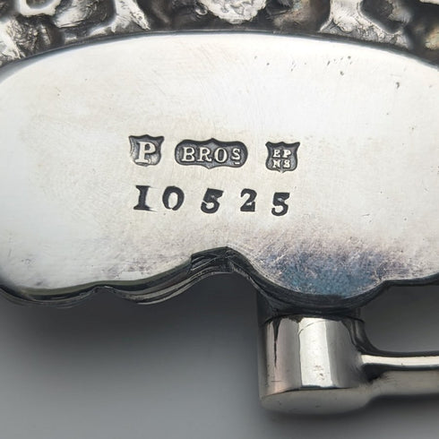 British Antique Silver Plate Large Basket Flower Engraving Operating Handle 548g