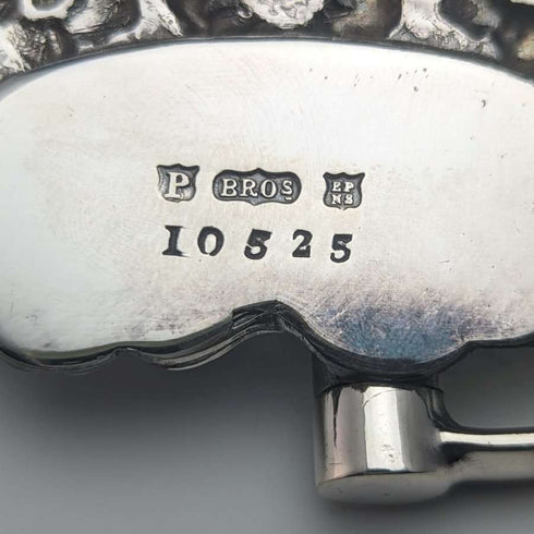 British Antique Silver Plate Large Basket Flower Engraving Operating Handle 548g