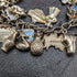 Pulsera de dijes de plata esterlina vintage británica, 69 g