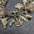 Pulsera de dijes de plata esterlina vintage británica, 69 g