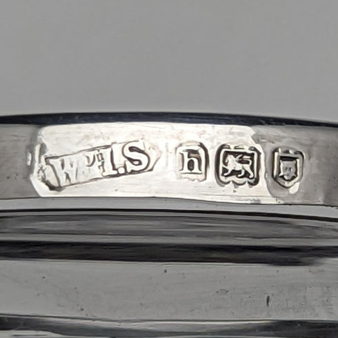 1923 British antique cut glass salt cellar pure silver decoration 61g