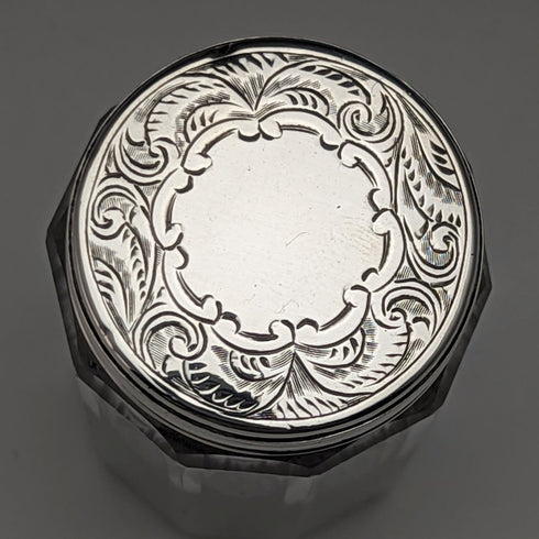 1882 British Antique Small Glass Bottle Pure Silver Lid 110g