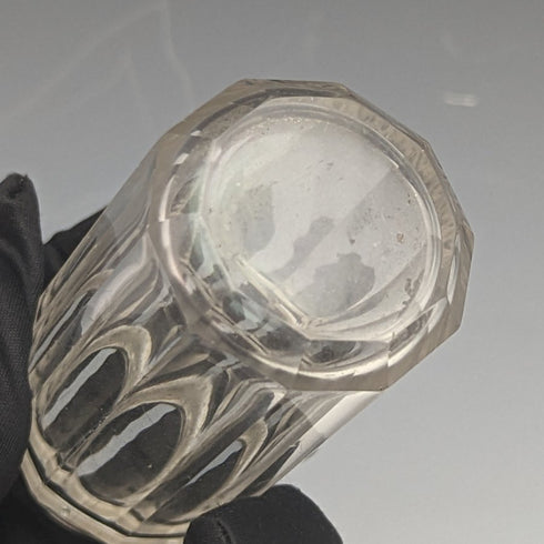 1882 British Antique Small Glass Bottle Pure Silver Lid 110g