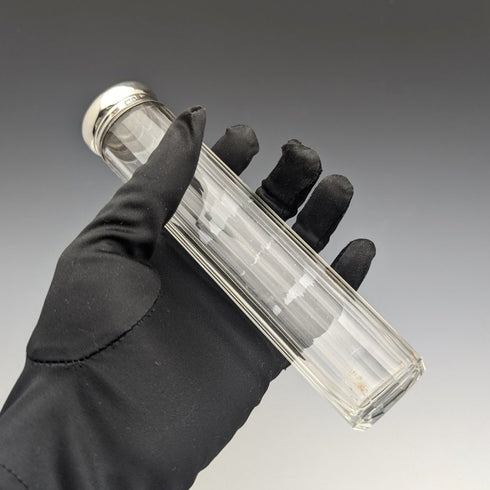 1927 年英國復古長方形玻璃瓶純銀蓋 110 克