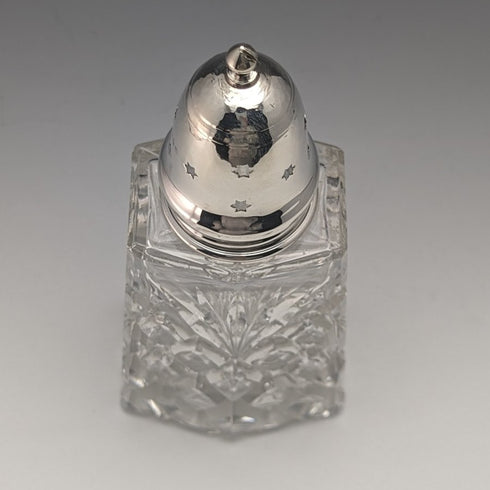 1972 年英國復古切割玻璃調味容器純銀蓋 320 克