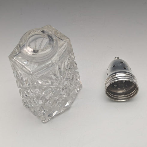 1972 年英國復古切割玻璃調味容器純銀蓋 320 克