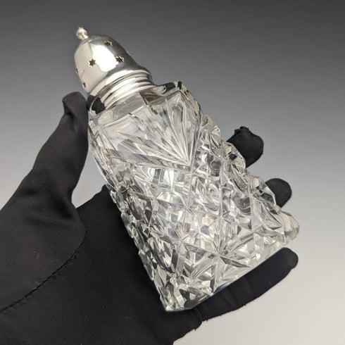 1972 年英國復古切割玻璃調味容器純銀蓋 320 克