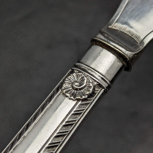 1860 English antique silver plate fish knife set of 6 in tray