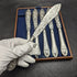 1860 English antique silver plate fish knife set of 6 in tray