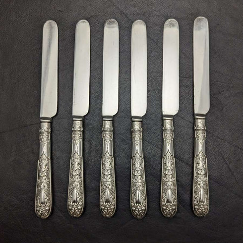 1868 British antique silver plate cutlery set 6x2 in mahogany case