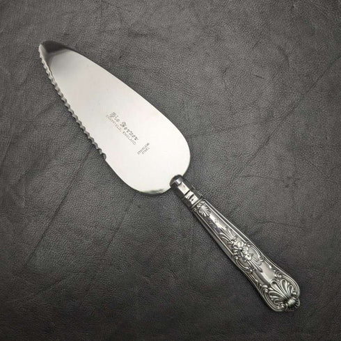 1967 British Vintage Pie Server Sterling Silver Handle Queen's Pattern Paper Box