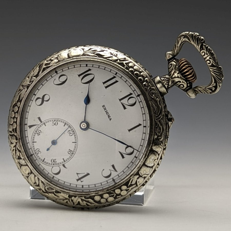 Enigma Pocket Watch Chester 1881 Sterling Silver Marine