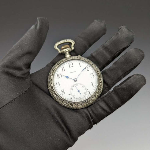 Swiss Made Vintage Enigma Pocket Watch with Horse Sculpture Alloy Case Working Good