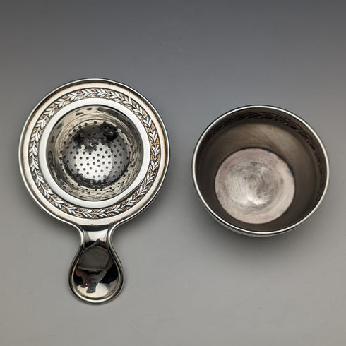 Colador de té antiguo alemán de WMF bañado en plata