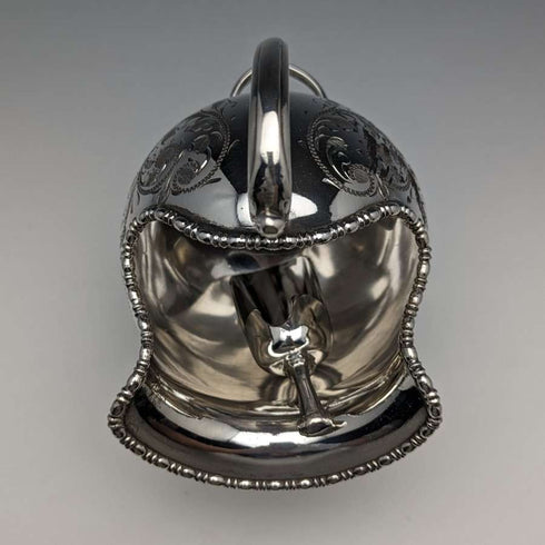 English antique silver plate sugar bowl with scoop