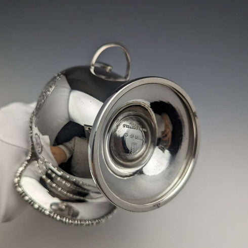 English antique silver plate sugar bowl with scoop