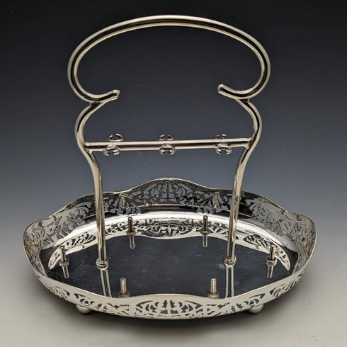 British antique silver plated egg stand set of 6 with rack