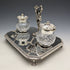 British Vintage Silver Plated Golf Design Pen Stand & Inkwell Pair