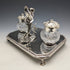British Vintage Silver Plated Golf Design Pen Stand & Inkwell Pair