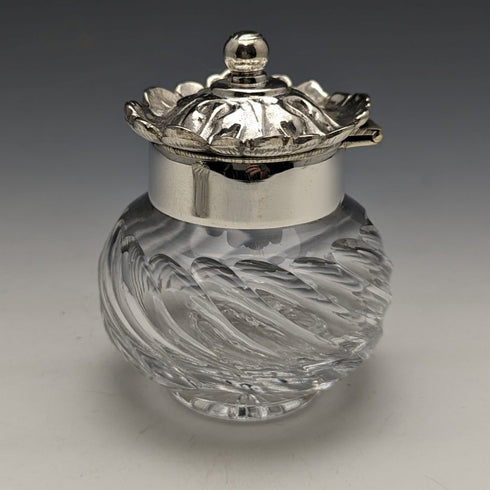 British Vintage Silver Plated Golf Design Pen Stand & Inkwell Pair