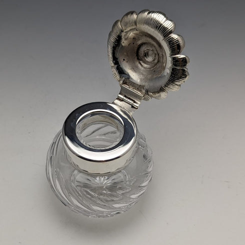 British Vintage Silver Plated Golf Design Pen Stand & Inkwell Pair