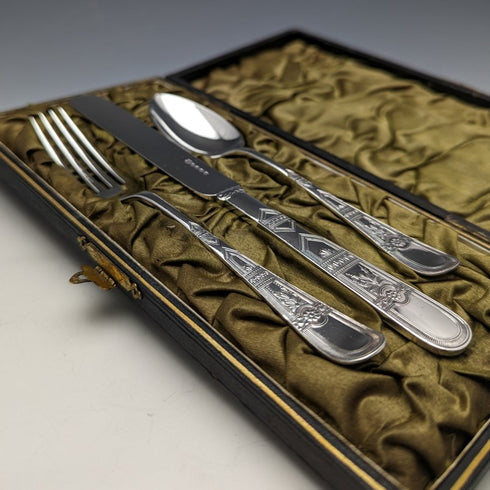 大約 1890 年英國古董鍍銀 Crisling 餐具套裝